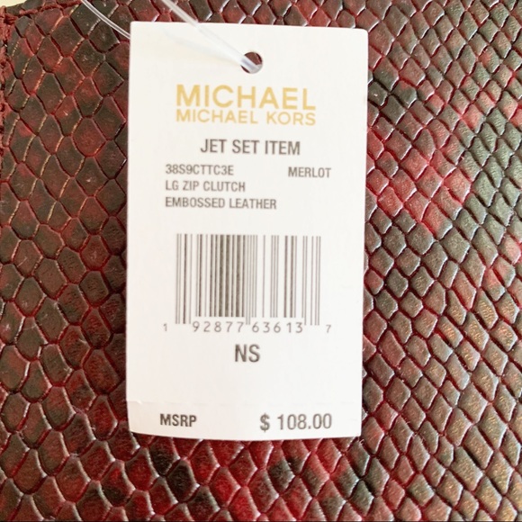 MICHAEL KORS Jet Set Large Clutch Embossed Leather - Picture 4 of 5